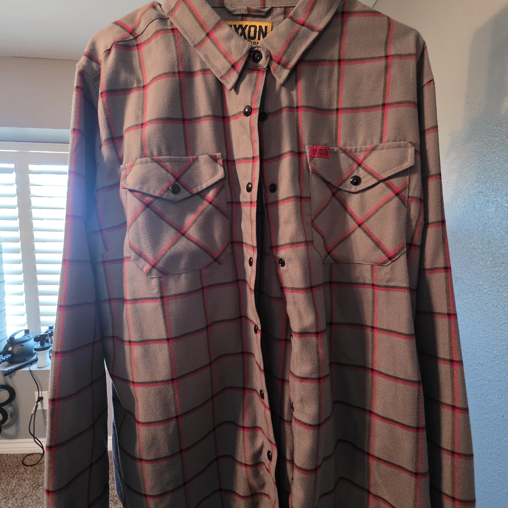 DIXXON Charcoal and Crimson Plaid Shirt
